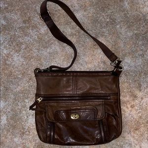 Fossil brown weathered leather crossbody purse